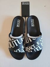 Versace Jeans Couture Logo Slide Sandals Black Size 8