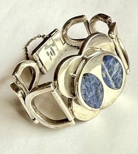 Sterling Silver Modernist Bracelet Marked Mexico - 110 grams - Picture 1 of 8