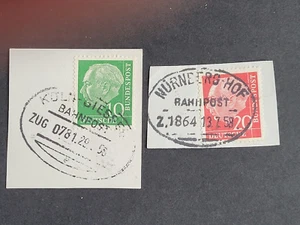 BRD Mi.Nr. 183 u. 185 auf Briefstück mit Bahnpoststempel - Bild 1 von 1