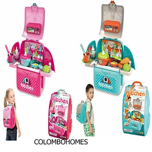 Kids Play Kitchen 2 in 1 Backpack Toy Educational Pretend Play Girls & Boys Toy - Picture 1 of 11