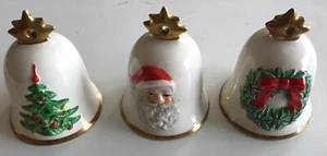 Vintage Goebel Christmas Bell Ornaments Annual '84, '85, '86 Tree Santa Wreath - Picture 1 of 9