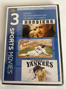 3 Sports Movies: Hoosiers, Jackie Robinson, Pride of the Yankees DVD New - Picture 1 of 2