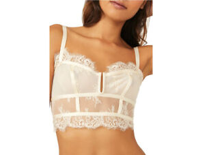 Free People Intimately FP Layer in Lace Bustier Underwire Bra Ivory Size S 1116