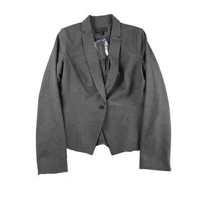 Worthington Blazer Womens 10 Gray Lined Long Sleeves Button Up Jacket NWT - Image 1 of 4