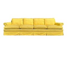 Bright Yellow Fretwork Silk Upholstery Sofa Hollywood Regency Grandmillenial