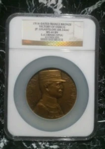 1914 Dated France Bronze VICTORY OF OURCQ 68.2mm NGC MS64BN  Medal  MF - Picture 1 of 2