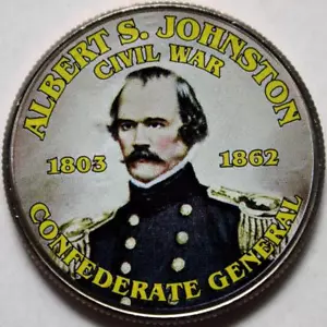 JFK KENNEDY HALF DOLLAR CIVIL WAR - ALBERT S. JOHNSTON COLORIZED COIN UNC - Picture 1 of 3