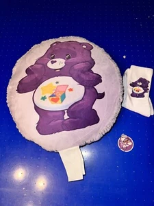 Purple Share Care Bear Dual Sided Plush Pillow , Socks And Keychain - Picture 1 of 13