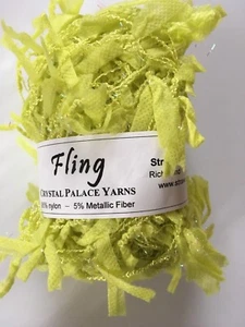 Crystal Palace Yarn Fling 5187 Fern Frond Neon Green Paper Flag Metallic Sparkle - Picture 1 of 4