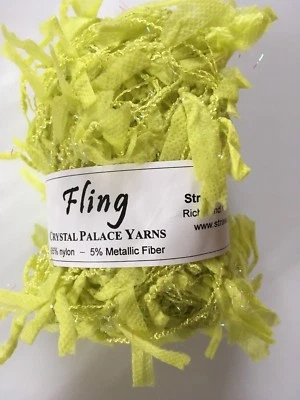 Crystal Palace Yarn Fling 5187 Fern Frond Neon Green Paper Flag Metallic Sparkle - Image 1 of 4