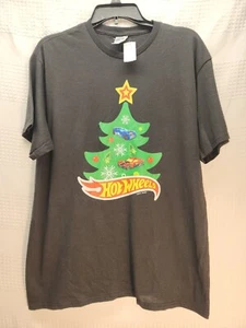 Hot Wheels Tshirt Mens Size Large Short Sleeve Graphic Tee Christmas Tree - Picture 1 of 7