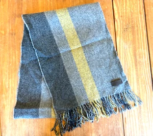 Bufanda de invierno Coach Cashmere 83142, borde de flecos a rayas, 12" x 66" - Imagen 1 de 7