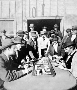 ANTIQUE OLD WEST 8X10 REPRO INTERIOR PHOTOGRAPH OF OLD WEST FARO GAMBLING TABLE - Picture 1 of 1