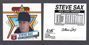 1992  Steve Sax  NEW YORK YANKEES  LK SPORTS MUG DECAL  NM-MINT - Picture 1 of 1