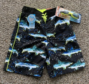 NWT Boy's Large 14/16 ZeroXposur Shark Print Swim Shorts UPF 50 - Picture 1 of 1