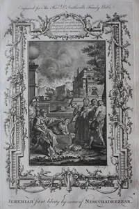 Impresión antigua original JEREMÍAS LIBERADO POR NABUCODONOSOR, Biblia de Southwell 1774 - Imagen 1 de 3