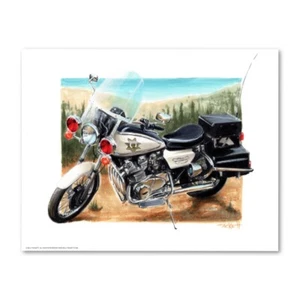 Signed CHiPS KAWASAKI Police Motorcycle Poster Print Wall Art 11x14 Unframed - Picture 1 of 4