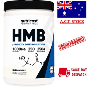 Nutricost HMB Powder 1000mg Supplement 250g (250 Servings) SAME DAY SHIPPING AU - Picture 1 of 5