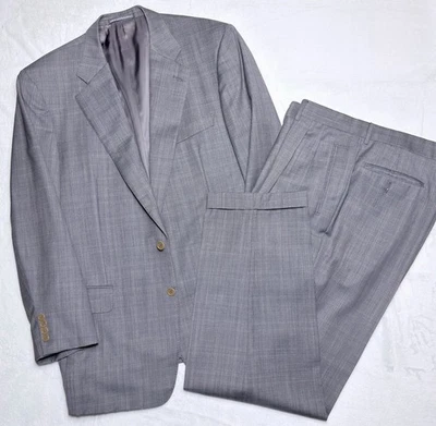 RARE Very Vtg Ermenegildo Zegna Gray Gold Glen Plaid Wool Suit Mens 44R 36W - Image 1 of 4