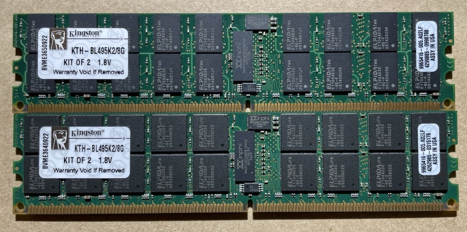 2x KINGSTON KTH-BL495K2/8G PC2-6400R DR2 800 8GB ECC REG KIT (4G x 2) FOR SERVER - Image 1 of 1