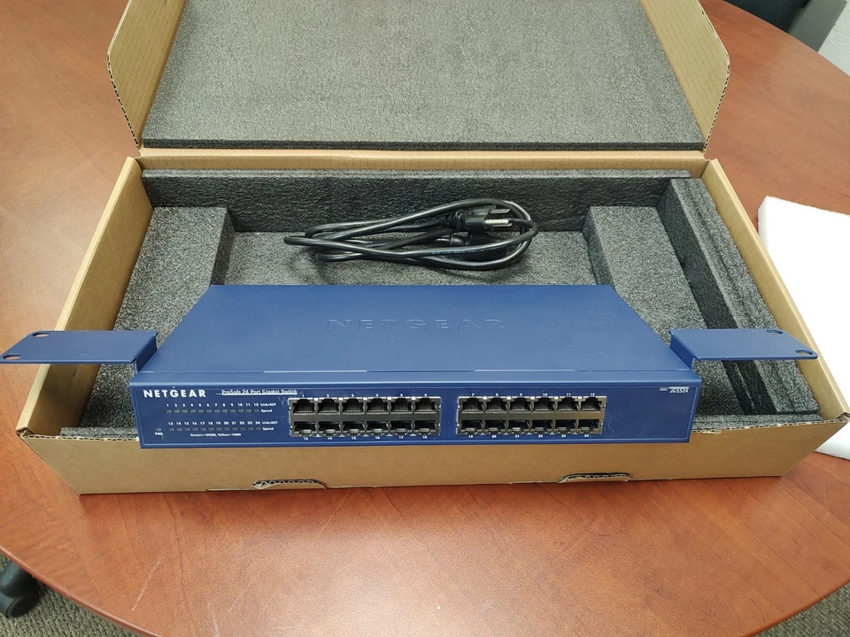 Netgear ProSAFE 24-Port Gigabit Switch JGS524 - Rack Ears and Power Cord - Image 1 of 1