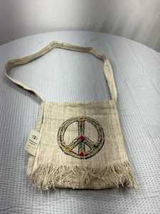 Neu mit Etikett Kathmandu Hanf-Baumwolle Crossbody Peace Zeichen Boho Hippie Tasche - Bild 1 von 8