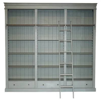 LIBRERÍA BIBLIOTECA PINTADA PAÍS FRANCÉS TOTALMENTE DESMONTABLE CON ESCALERA Y RIEL Foto 1 de 4