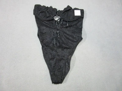 Body Anthropologie Mujer XS Negro Encaje Lencería Floral Malla Frontal Con Cordones Foto 1 de 4