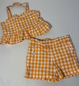 Janie and Jack Plaid Gingham Set Poplin Adjustable Shorts Halter Crop Top Sz 4 - Picture 1 of 12