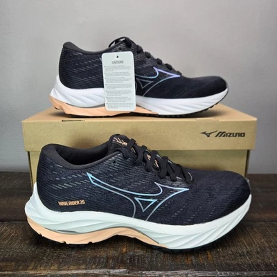Mizuno Wave Rider 26 Mujer Talla 6 Gimnasio Zapatos para Correr Negro Azul Foto 1 de 4