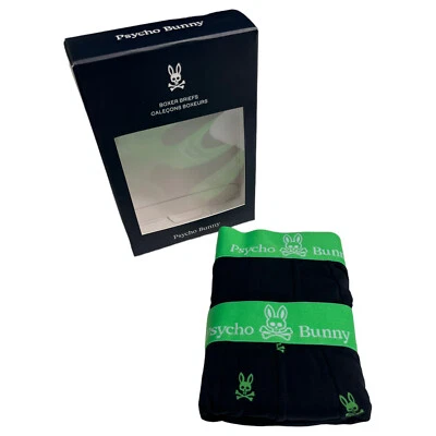 Paquete de 2 calzoncillos boxer Psycho Bunny ropa interior negro verde estampado mezcla Pima $48 Foto 1 de 3