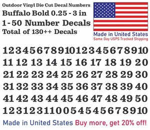 1-50 Buffalo Fett Vinyl Aufkleber Sticker Zahlen für Briefkasten, Adresse, Schließfach - Bild 1 von 39