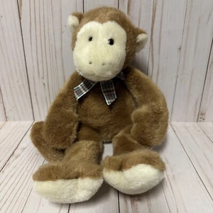 Vintage Manhattan Toy Company Monkey Plush Plaid Bow 15 Inch 1996 - Picture 1 of 10