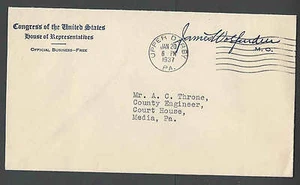 1937 Congressional US Cover W/Free Franking Upper Darby Pa - Picture 1 of 1