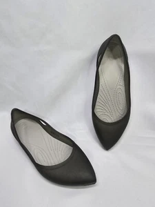 Crocs Shoes Womens 6 Rio Ballet Flats Black Comfort Slip On Pointed Toe - Picture 1 of 8