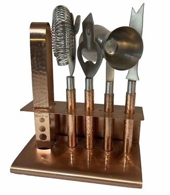 Godinger комплект из 6 кованных медных отделочных стержней инструменты ситечко щипцы открывалка и т. д. - Изображение 1 из 4