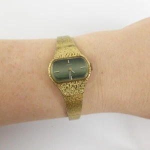 Seiko Damenuhr grünes Zifferblatt goldfarbenes Armband 491466 Uhrwerk 3860 7 Zoll Quarz - Bild 1 von 12