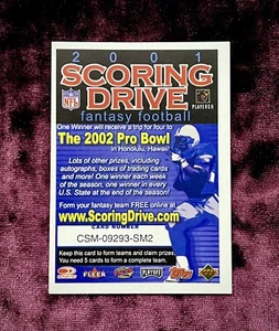 2001 Scoring Drive Fantasy Football Contest Insert Card Winner Pro Bowl Vtg HOF - Picture 1 of 4