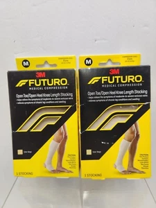 2-Futuro Open Toe/Heel Knee Length Compression Stocking Unisex Beige. MEDIUM - Picture 1 of 3