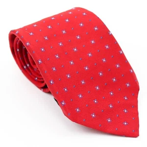 Barba Napoli Red/Blue Floral Neat Pattern 100% Silk 7-Fold Handmade Tie Italy - Picture 1 of 8