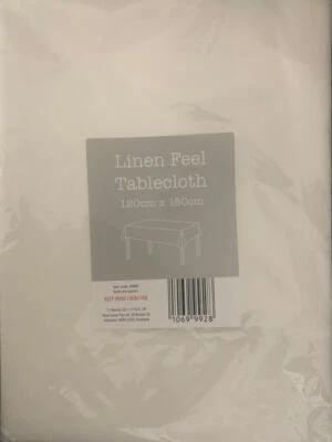 Linen Feel Table Cloth Plain White Table Cloth Wedding Party Birthday Tablecloth - Image 1 of 3