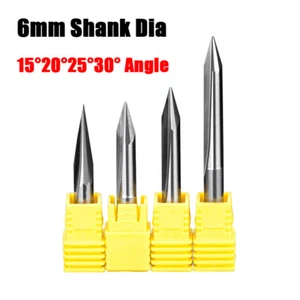 6mm Shank Dia 2Flute V Shape Carbide End Mill Straight Engraver CNC Router Bits - Picture 1 of 5
