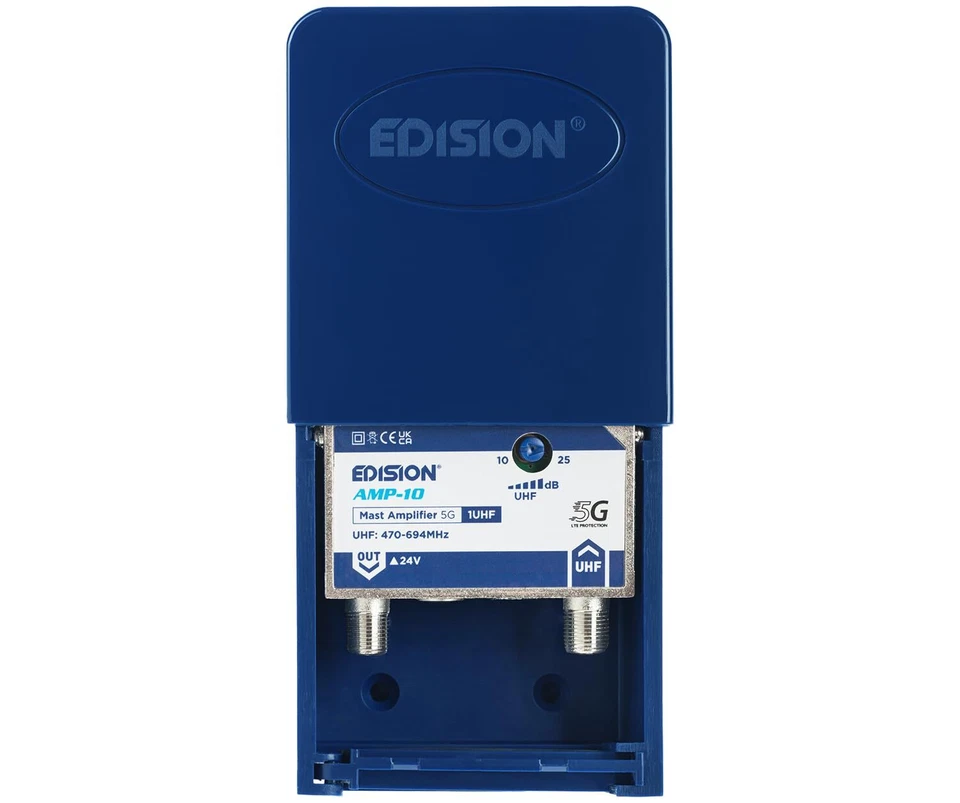 AMP-10 Mastverstärker 1UHF 10-25db Einstellbar 107dBmV 24V für Digitale Terre... - Bild 1 von 4