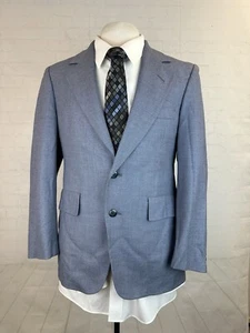 Custom Made Mens Blazer 39S Blue Two Button Wool Slim Fit Spring Summer Vintage - Picture 1 of 18