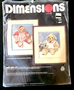 Vintage Dimensions Amy and Lily Crewel Kit #1333 Two Teddy Bears New Unopened - Picture 1 of 5