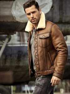 Mens Real Leather Flight Jacket RAF Aviator B3 Cowhide Bomber, Top Quality - Picture 1 of 8