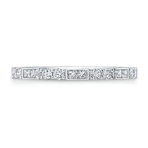 14k White Gold Channel Set Princess Round Diamond Wedding Band Ring Womens 7 - Picture 1 of 3