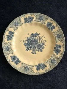 Palate & Palate Victorian Blue Rose Floral Dinner Plates Scalloped Set of 2 NEW - Picture 1 of 1