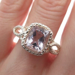 CHUCK CLEMENCY 925 Sterling Silver Real Cushion-Cut Kunzite Ring Size 10.25 - Picture 1 of 9