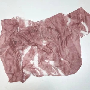 Scarf Pink metallic thread paisley print Lt Wt semi sheer scarf wrap 74 x 33” - Picture 1 of 7